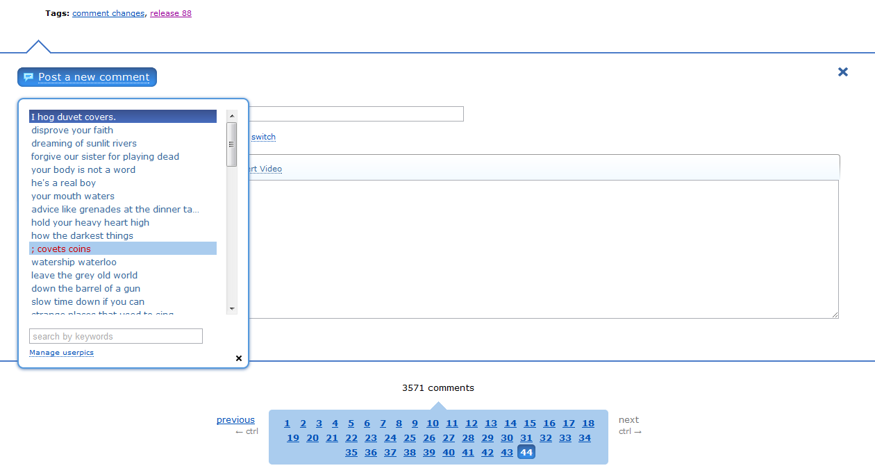 Livejournal Release 88 Tweaks
