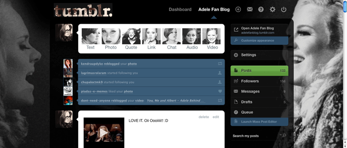 Adele Tumblr Dashboard Theme 5