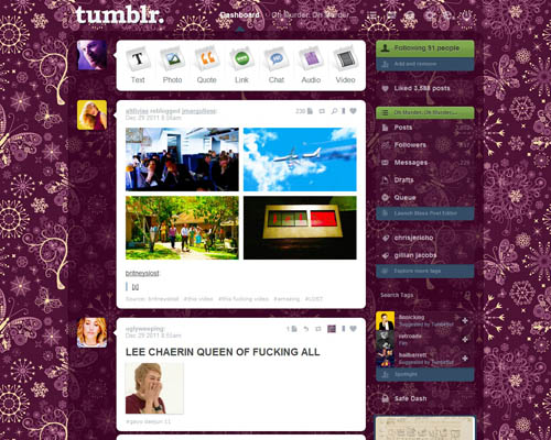 Dark Pink Pattern Tumblr Dash Theme