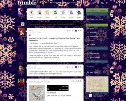Purple Snowflake BG for Tumblr Dash