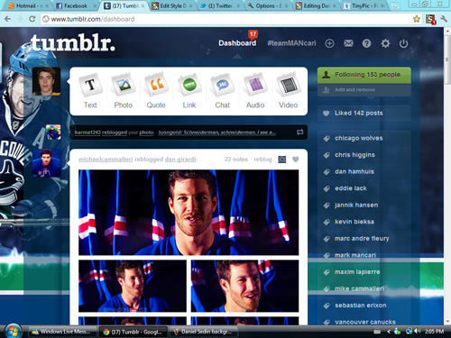 Daniel Sedin Tumblr Dashboard