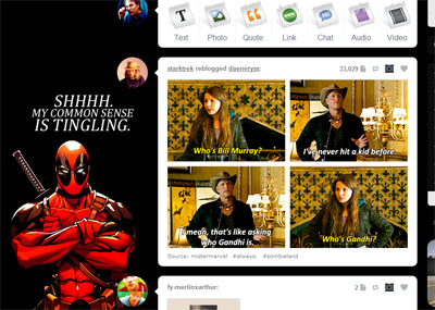 Deadpool tumblr dashboard theme