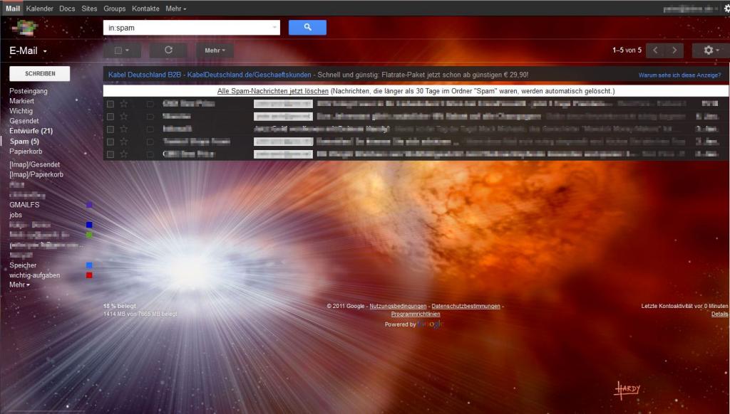 Google Mail with Space Theme