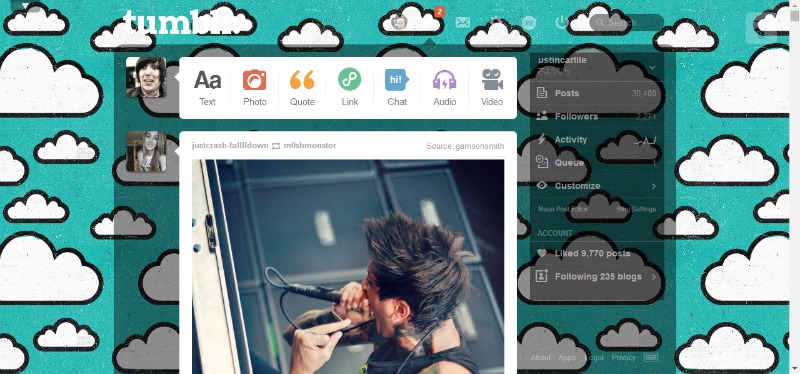 Cloud Background for Tumblr Dashboard