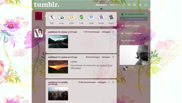 Tumblr Dashboard Pink Flowers +transparency