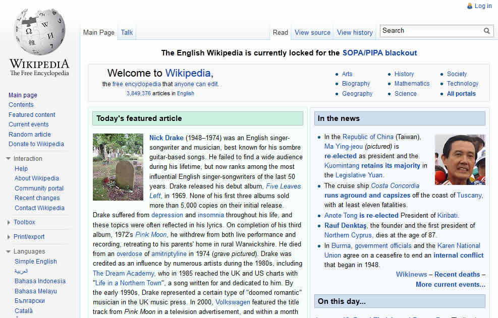 Wikipedia - SOPA blackout Removal