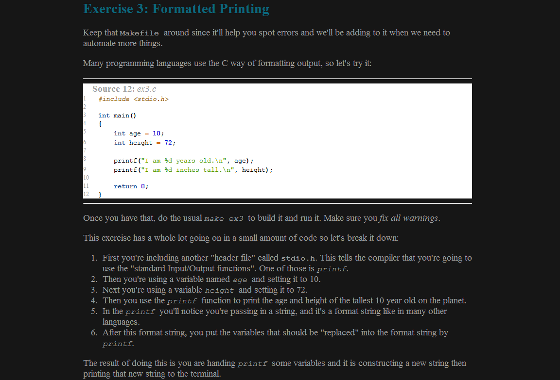 Learn C the hard way - Dark readable theme