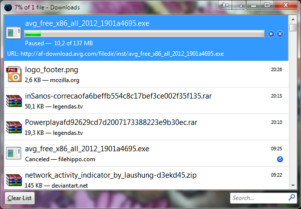Firefox download manager visible url