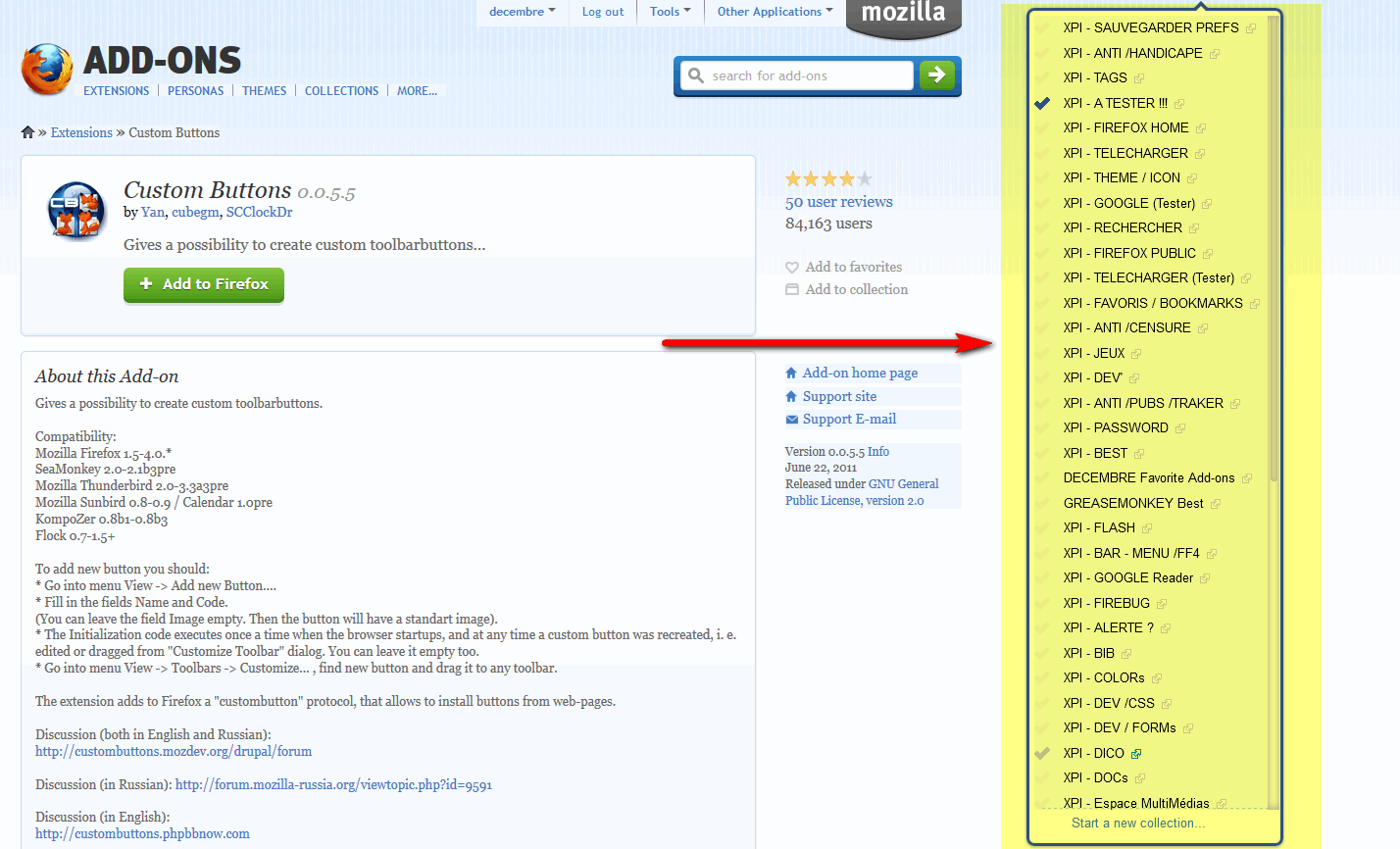 DEPRECATED  - Mozilla Addon - Add to Collection