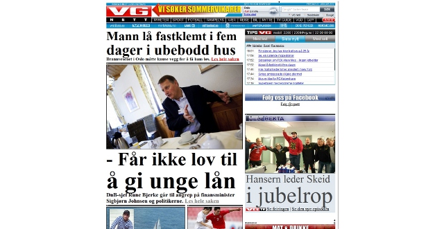 Midstilling/sentrering av vg.no og vgtv.no