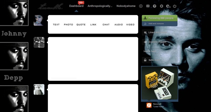 Johnny Depp tumblr dashboard