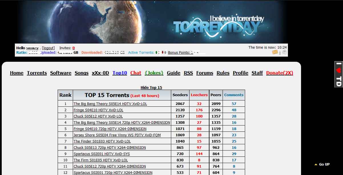 Torrentday Banner Modified - Dark Theme