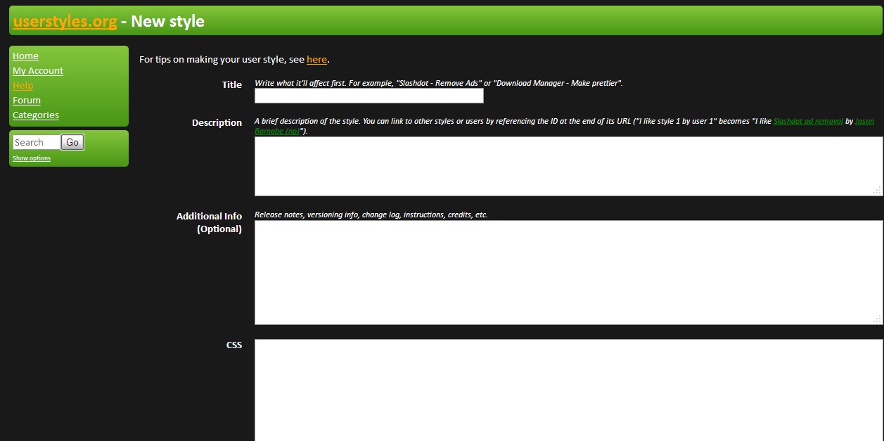 Userstyles.org Clean Dark Green
