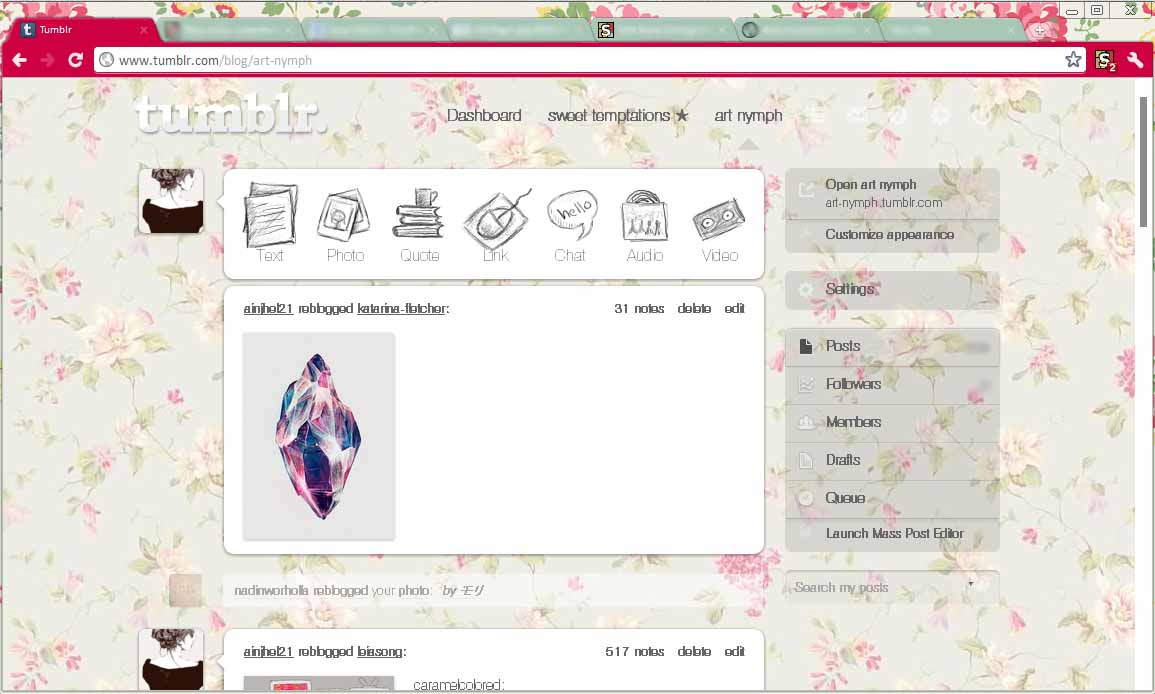 Pastel Floral Tumblr Dash Theme