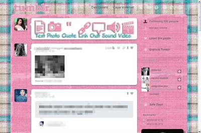Dashboard Tumblr Theme - Cute Pink and Blue.