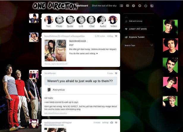 One Direction (1D) Tumblr Dashboard Theme
