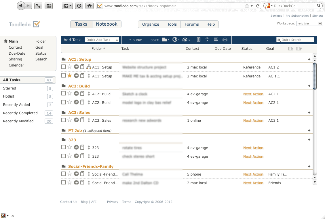 Toodledo - sitewide restyle - Feb, 2012