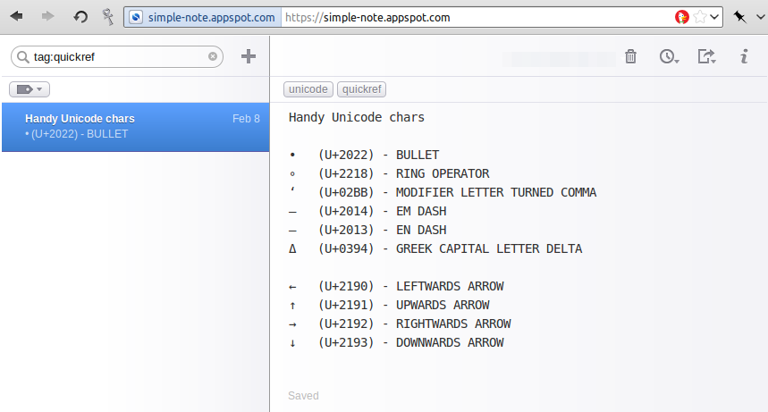 Simplenote - monospace font in textarea