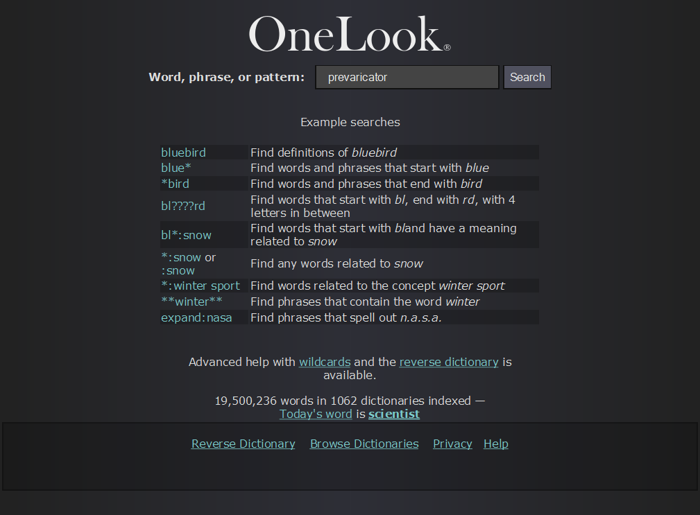 OneLook.com - Dark