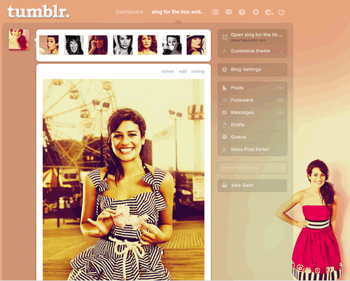 Tumblr Dashboard Theme-Lea Michele