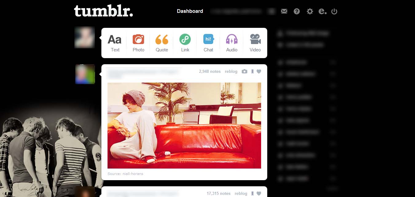 Tumblr - One Direction Dashboard