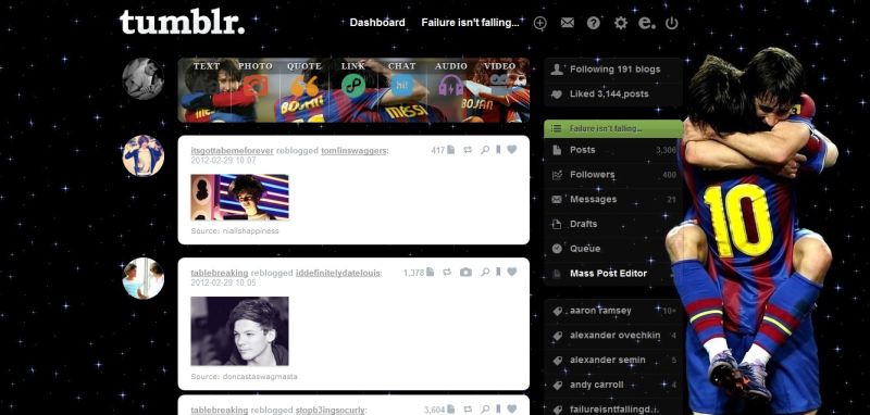 Bojan Krkic/Lionel Messi Tumblr Dashboard Theme