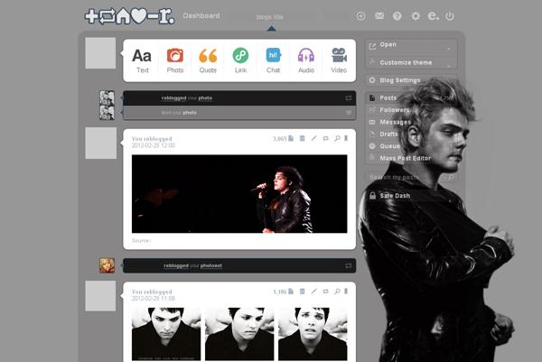 Gerard Way tumblr dashboard theme