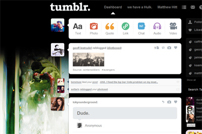 Tumblr dashboard: The Hulk & Iron Man