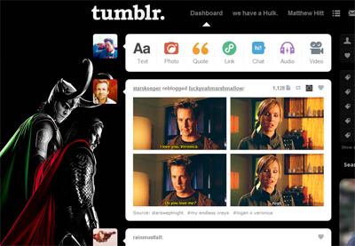 Tumblr dashboard: Thor & Loki