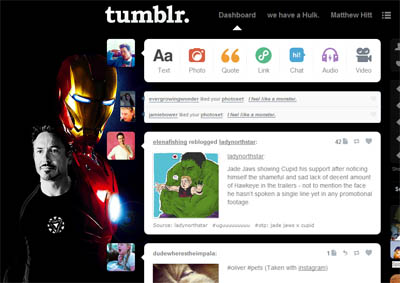 Tumblr dashboard: Tony/Iron Man