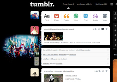 Tumblr dashboard: The Avengers.