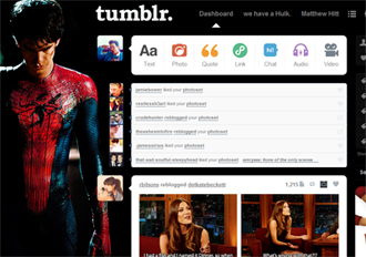 Tumblr dashboard: Spider-Man.