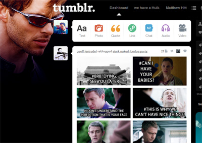 Tumblr dashboard: Cyclops.