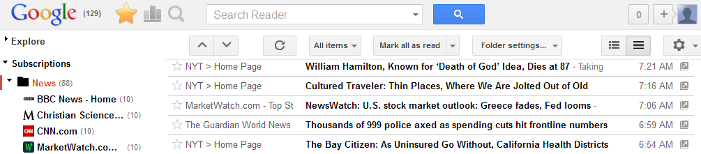 My New Google Reader
