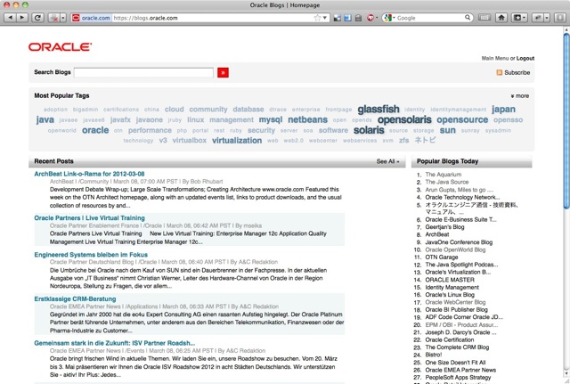 Oracle Blogs Home