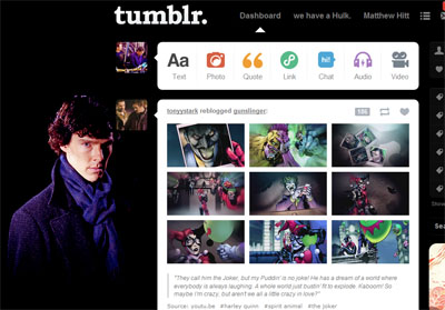 Tumblr dashboard: Sherlock