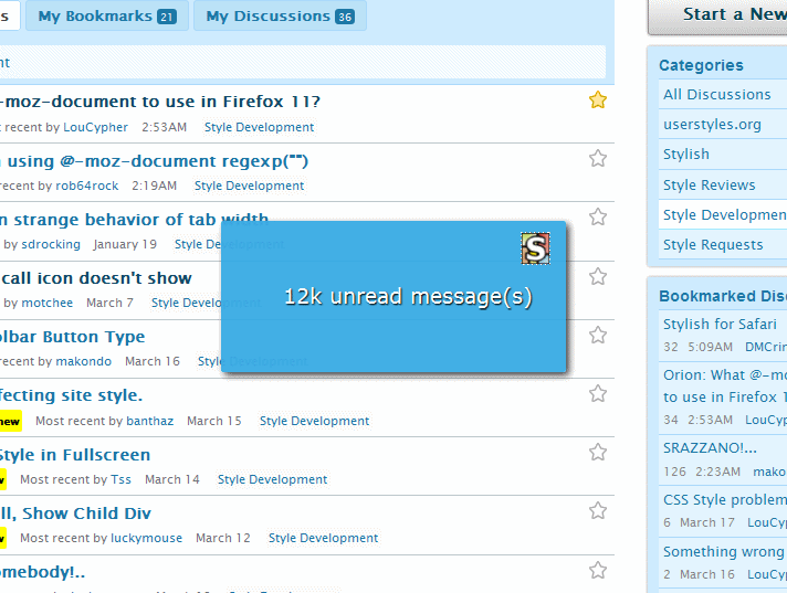 userstyles.org Forum Private Message Notification