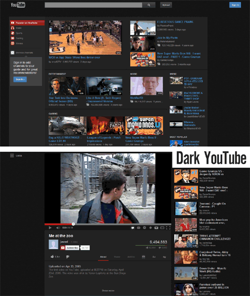 YouTube "Earth Hour 2012" Dark Theme Redux