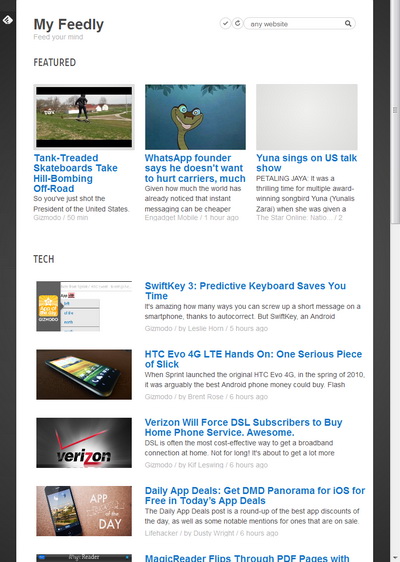 Feedly Vertical View (For Tablets)
