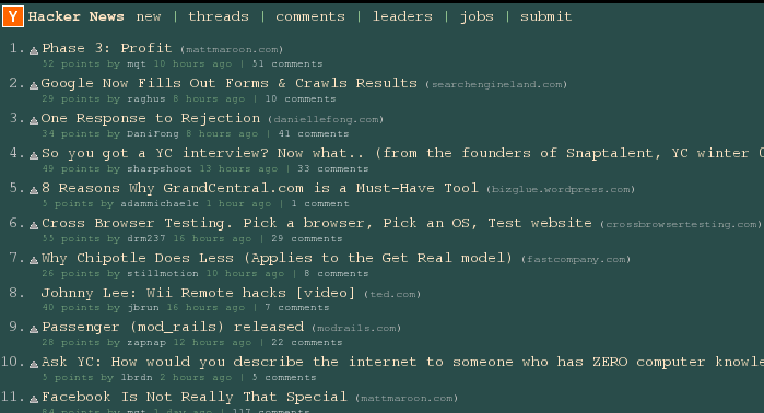Skinning the Hacker News site