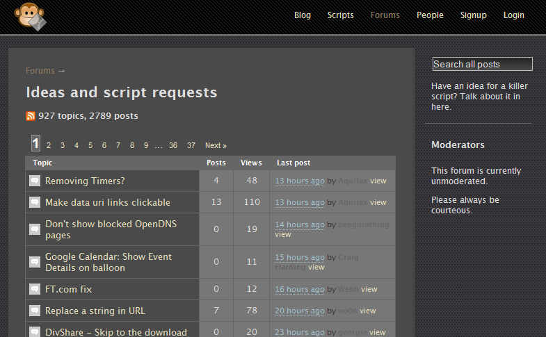 Userscripts.org - Dark Carbon Theme