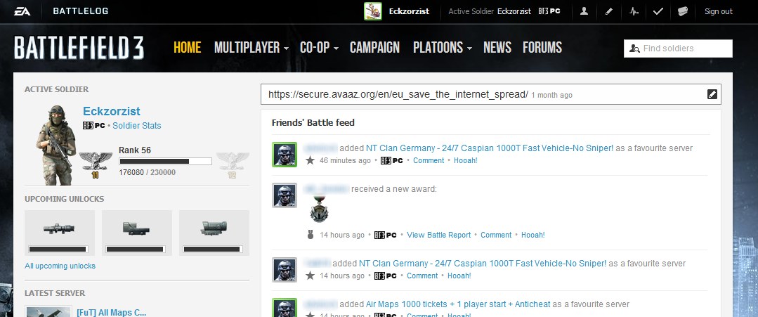 Battlelog - Remove banner on "Home"
