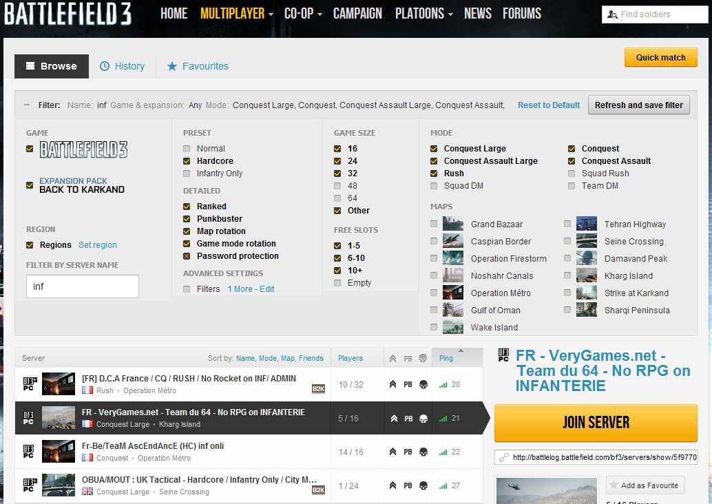 Battlelog - Compact server browser