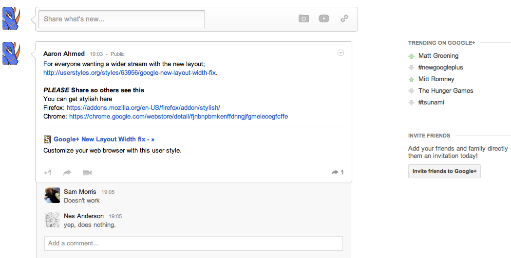 Google+ Width/Color fix