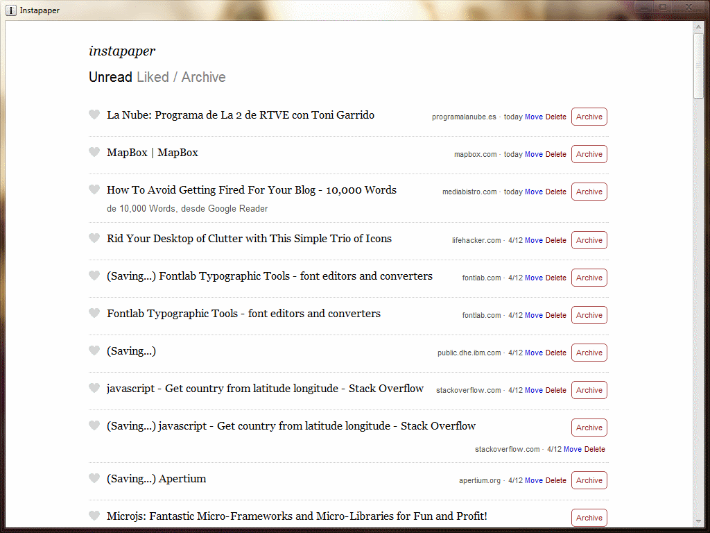 Minimalist Instapaper