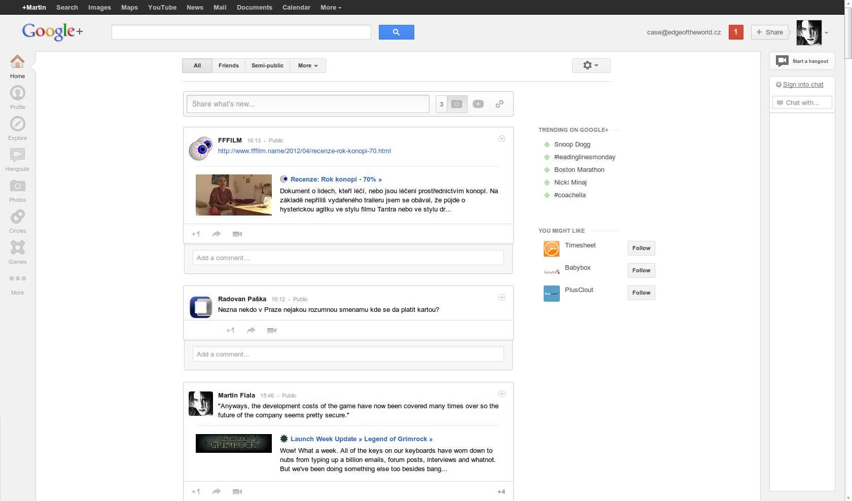 Google Plus for widescreen - narrow chat bar