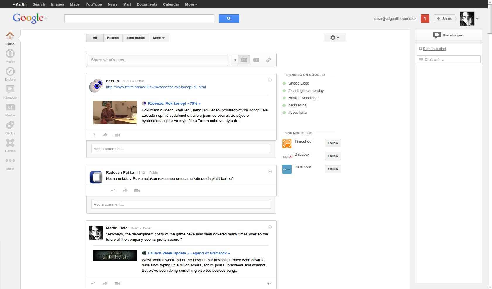 Google Plus for widescreen - normal chat bar