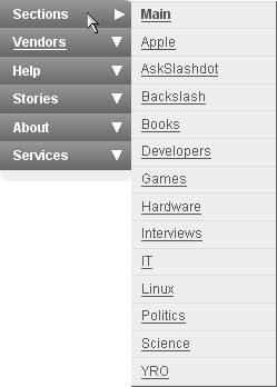 Slashdot: Vertical Dropdown Sidebar Menu