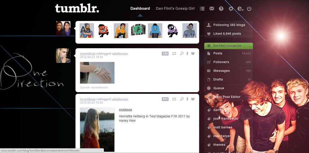 One Direction (tumblr dashboard theme)