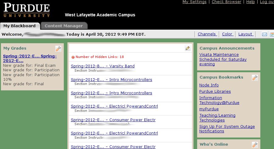 Purdue Blackboard cleanup